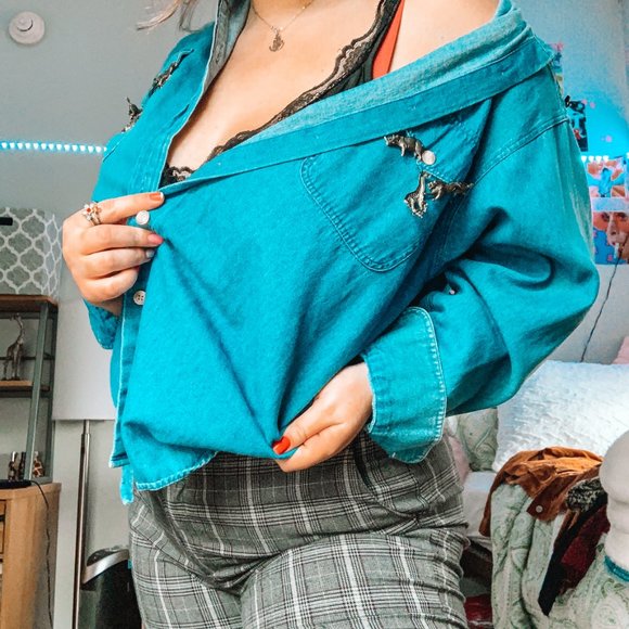 animal charmed denim top - Picture 6 of 7